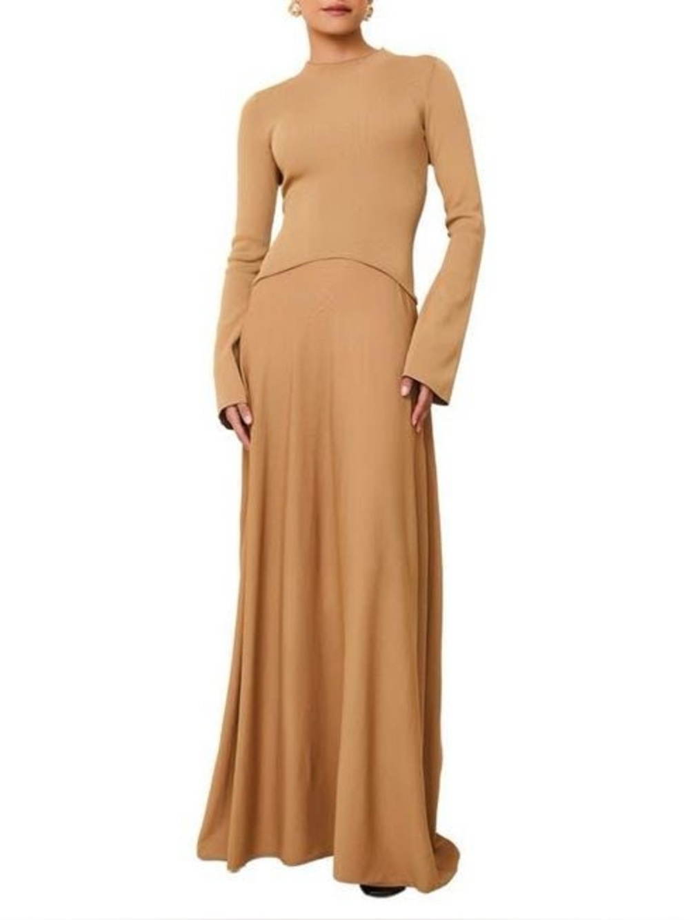 Solid & Striped THE SOGLIO DRESS camel nwt new long sleeve maxi